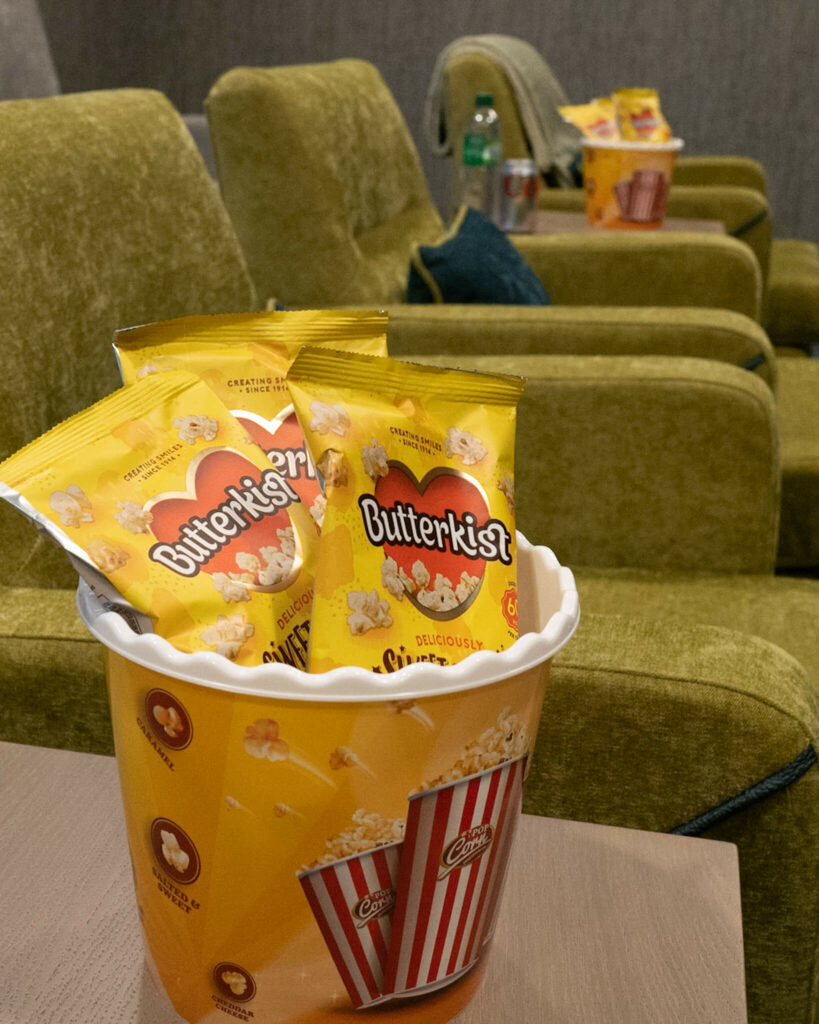 Popcorn in the cinema room