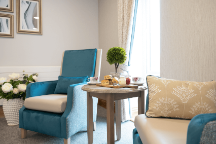 A bright bedroom table