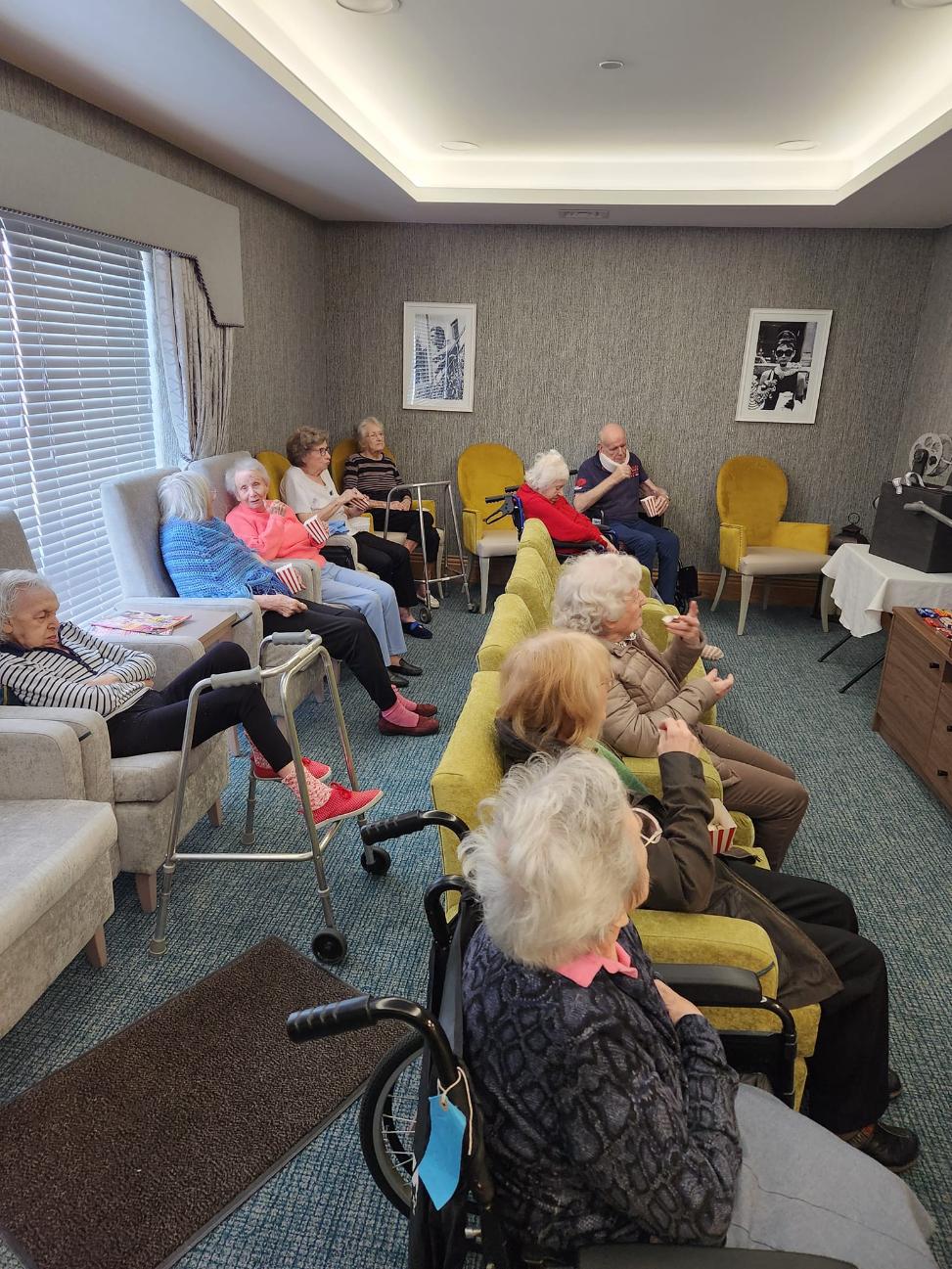 residents in the cinema room