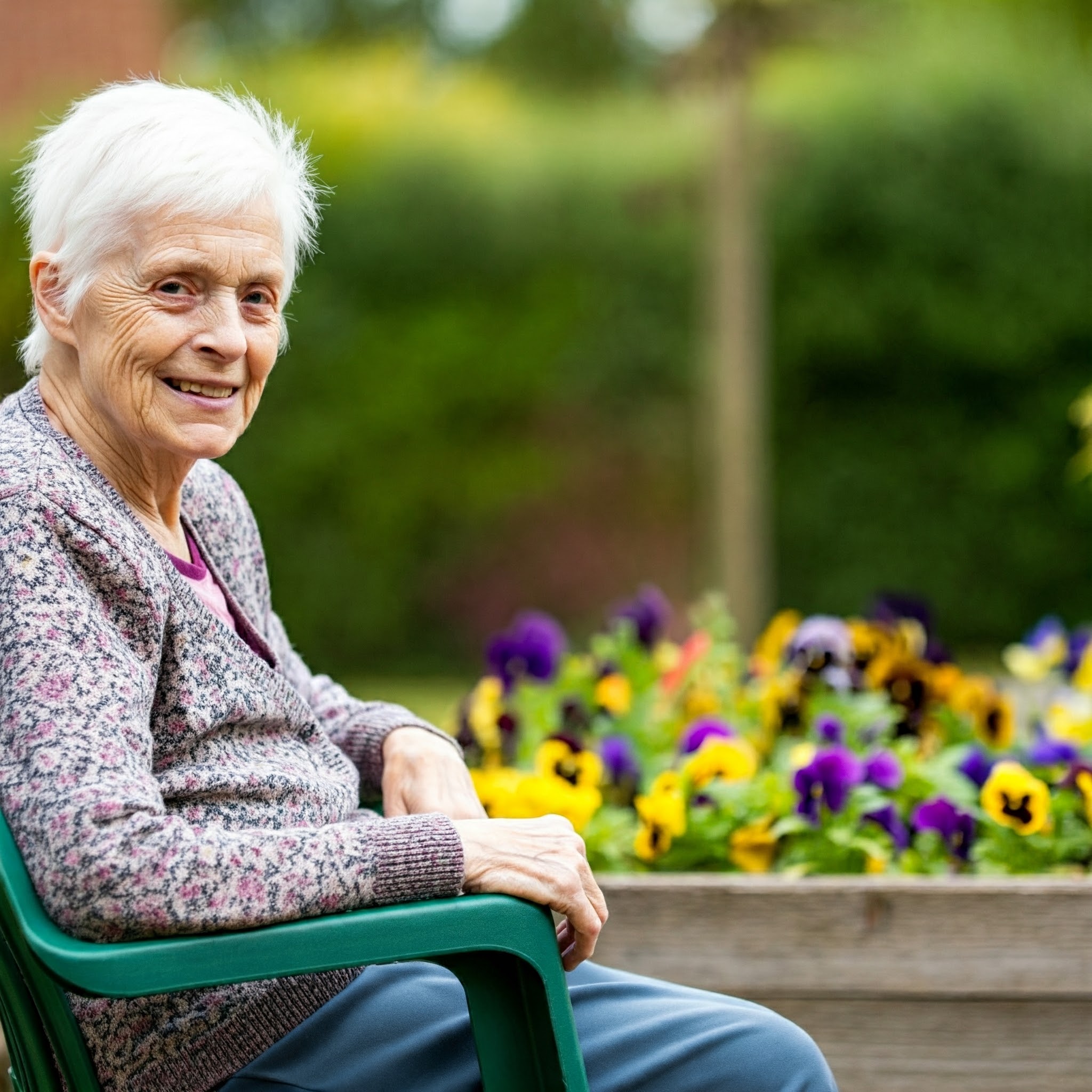 A resident relaxing in the garden