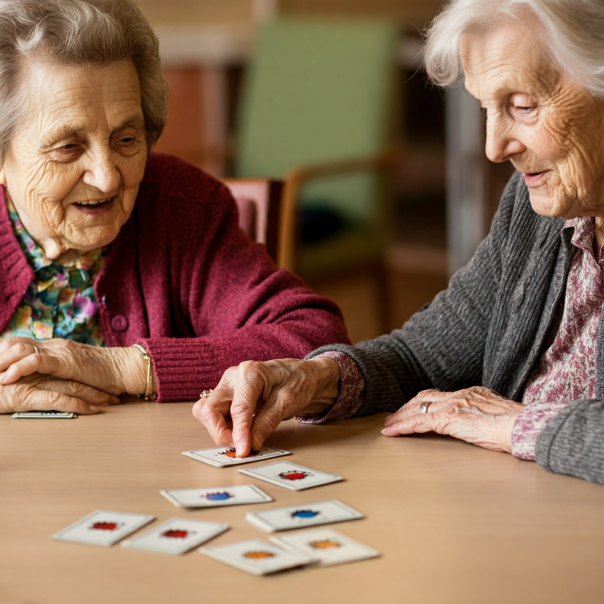 Residents playing a memory game