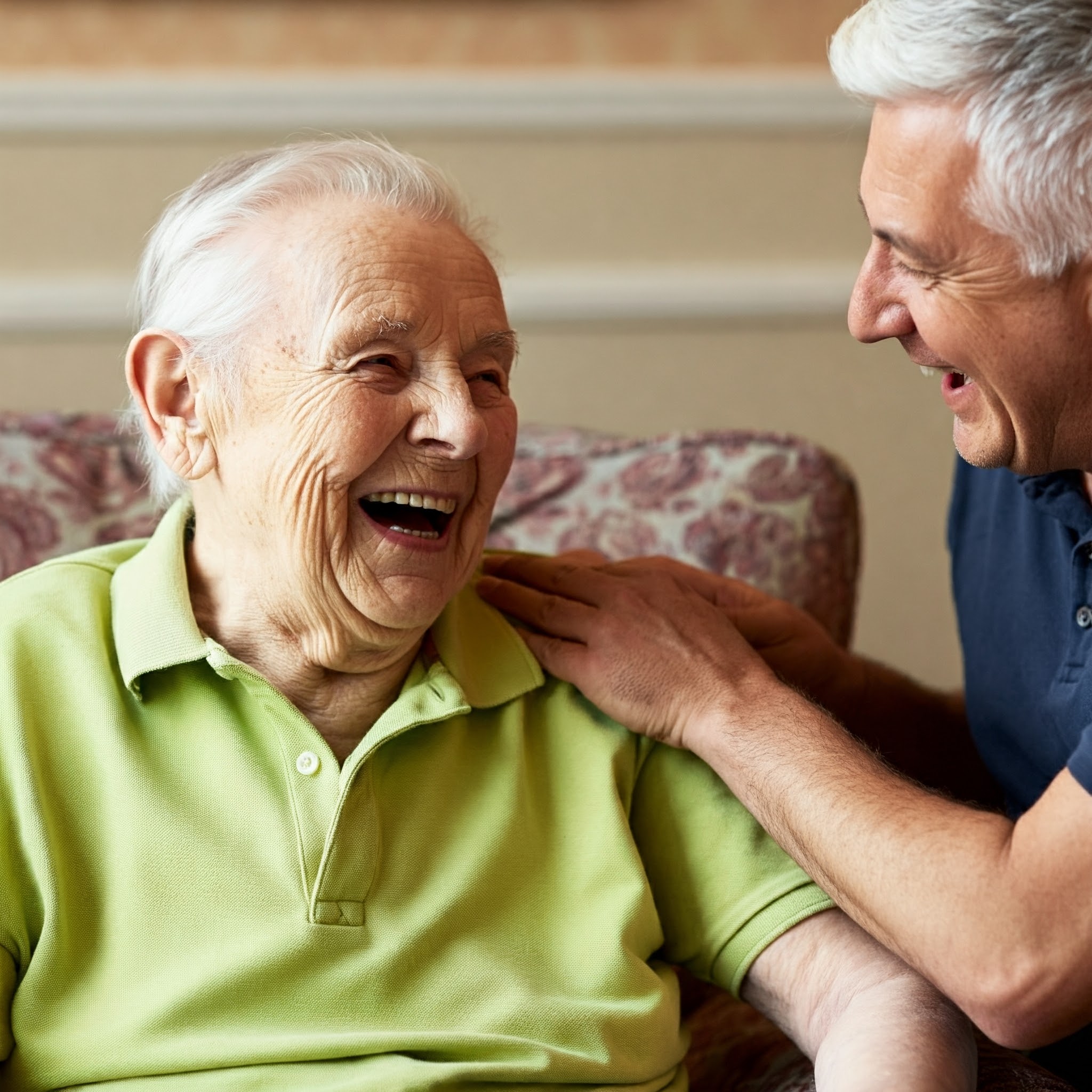 Residents laughing at a joke