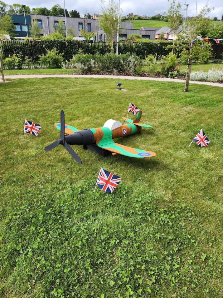 model of a VE day plane in our garden