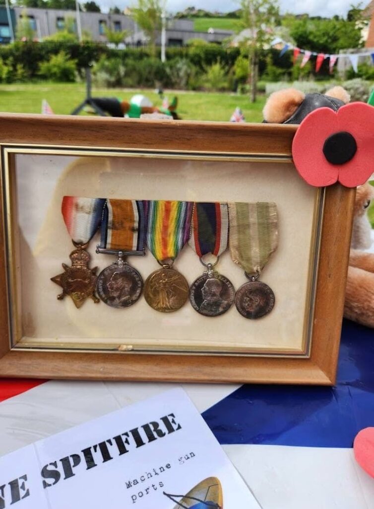 medals worn by a WW2 soldier in a frame