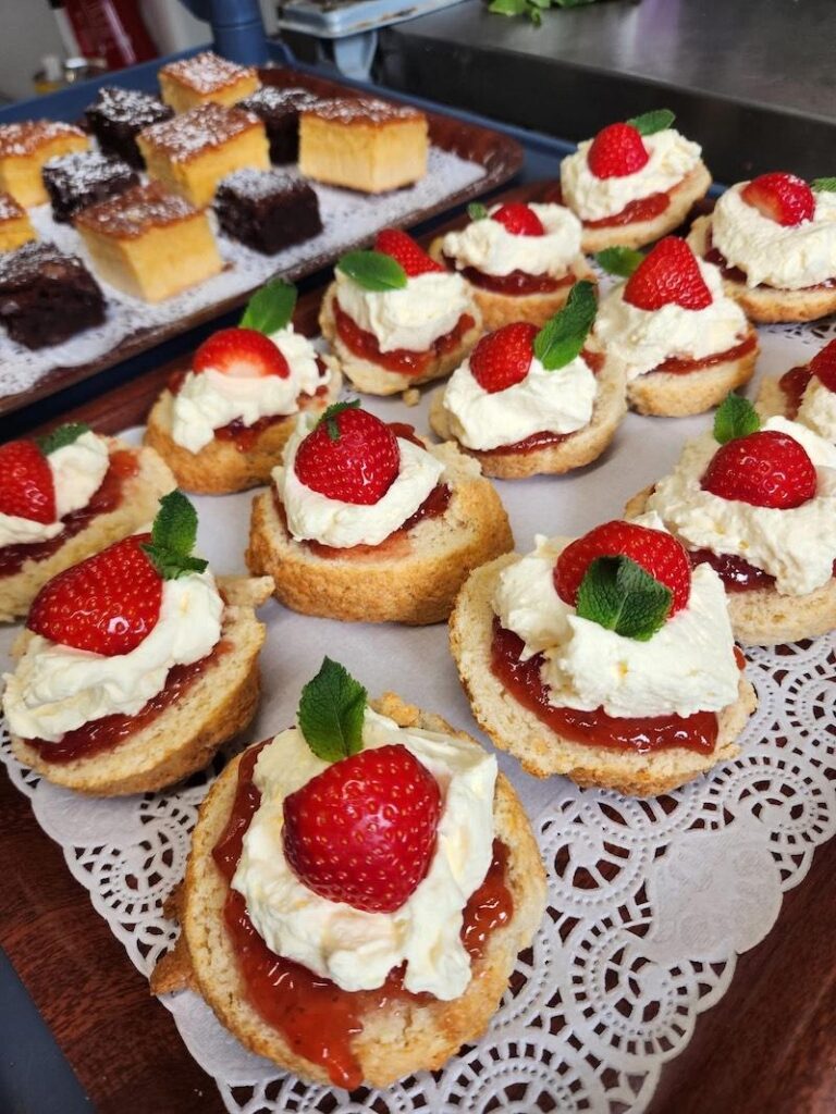 scones with jam, cream and strawberries for VE day celebrations