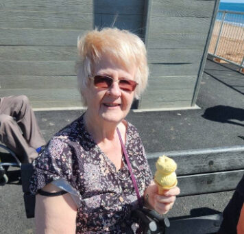 Resident enjoying ice cream