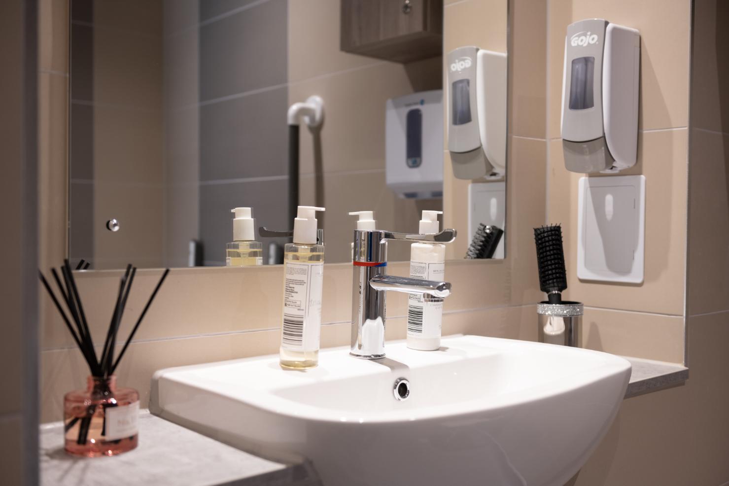sink with soaps 